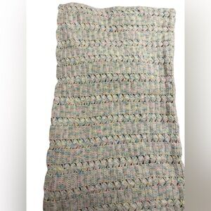 Hand crocheted baby blanket. Folded in half. Beautiful colors and detail.